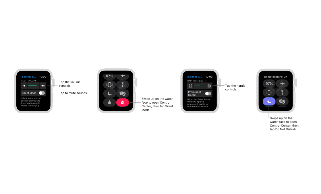 Ovládací prvky nastavení Apple Watch.