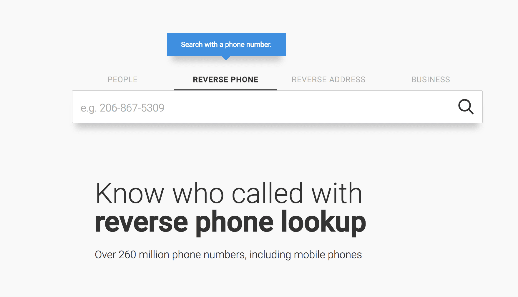 Screenshot obrazovky zpětného vyhledávání telefonu