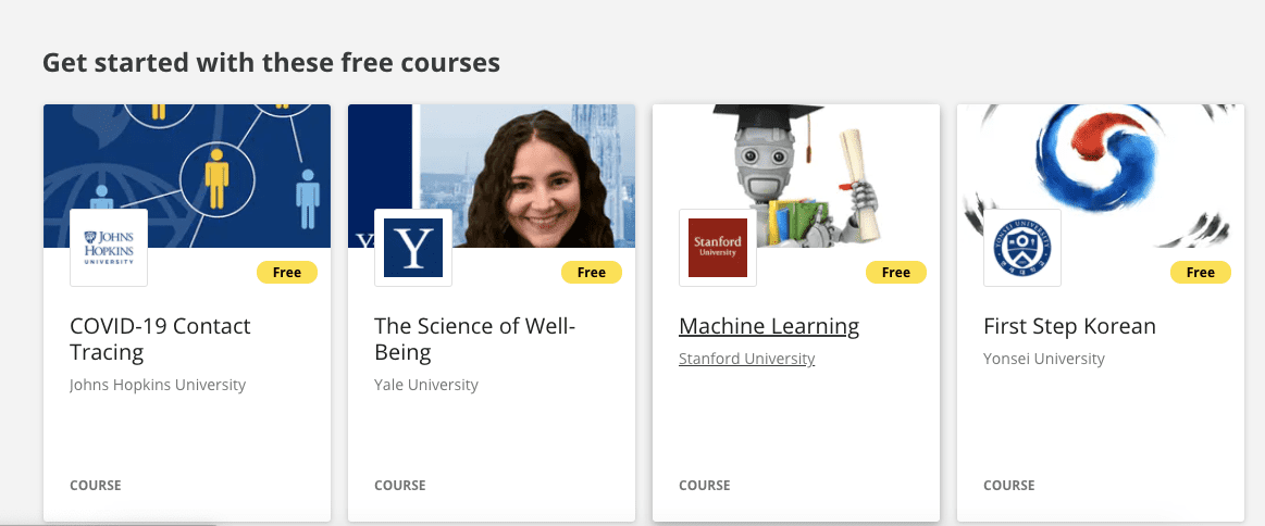 Prohlížení kurzu Coursera