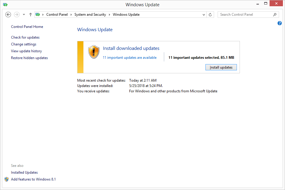 Nástroj Windows 8 Windows Update