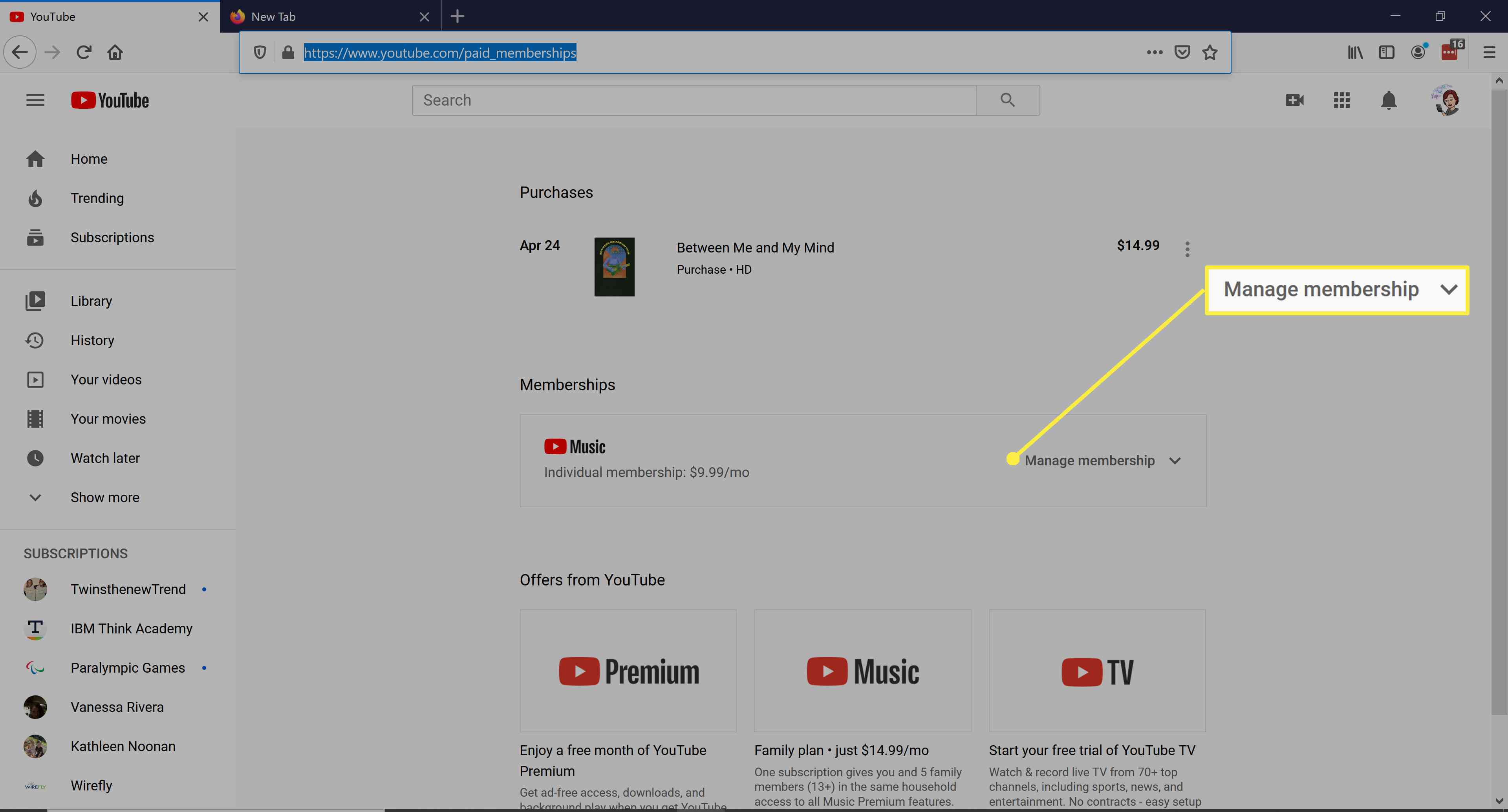 Pozastavte nebo zrušte své předplatné YouTube Premium.