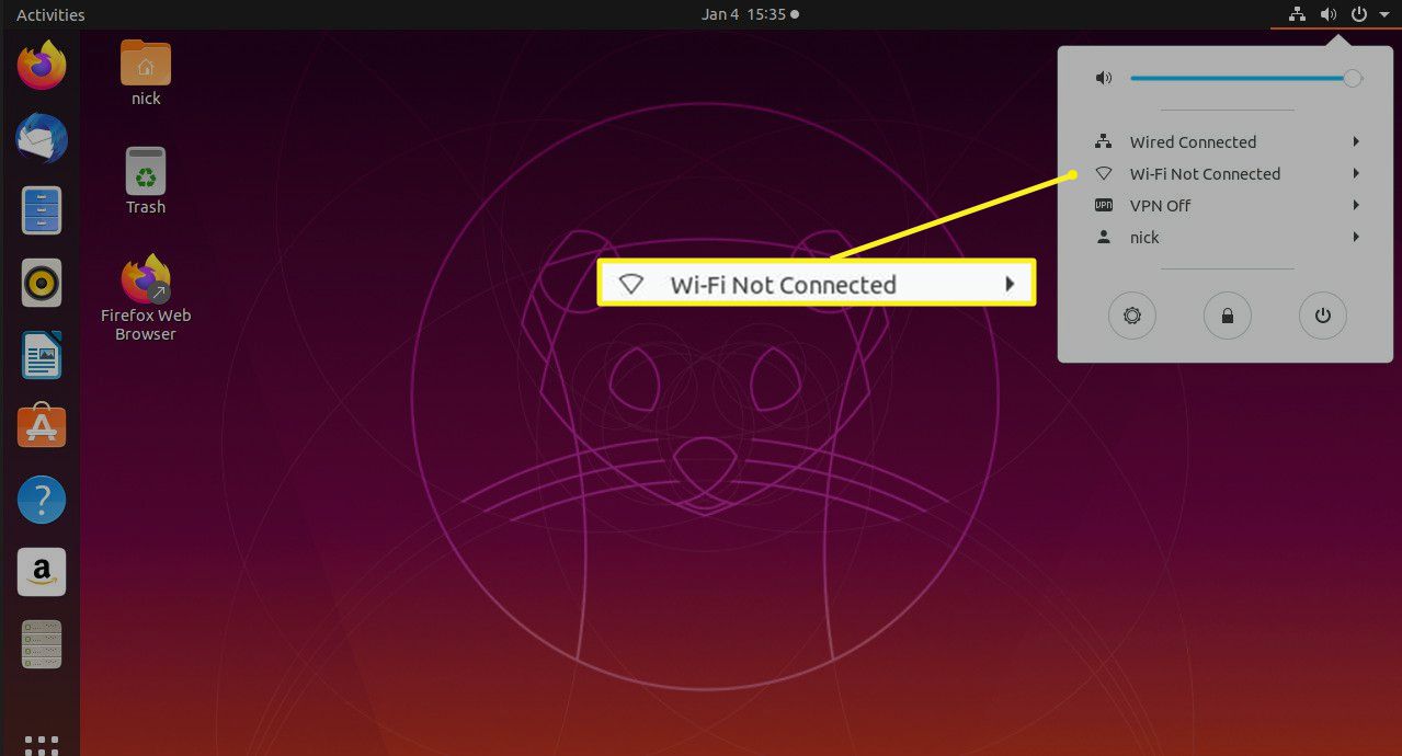 Ubuntu Wi-Fi není připojeno