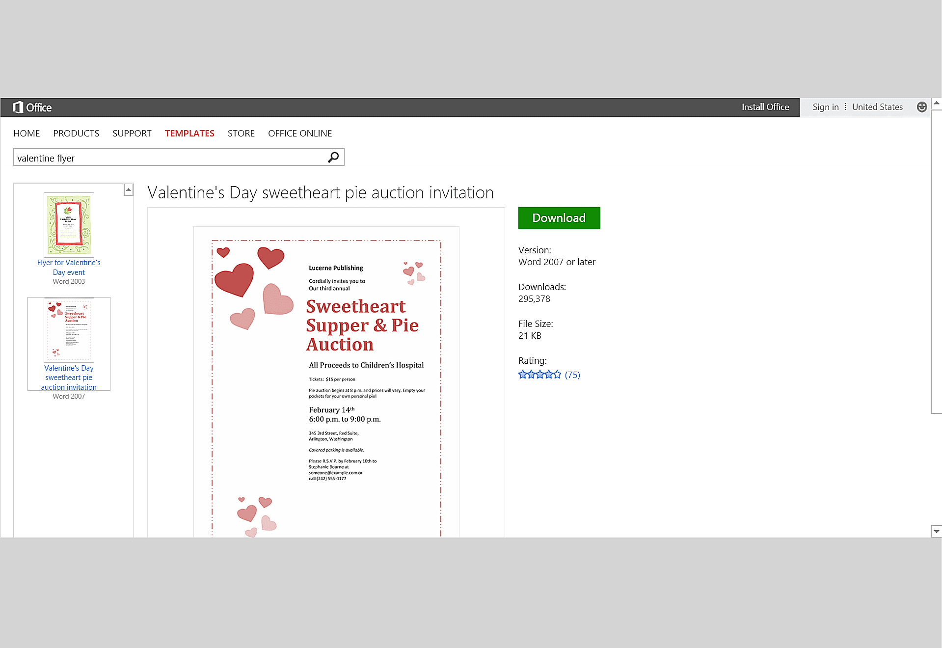 Valentine Hearts Event Flyer Template for Microsoft Word