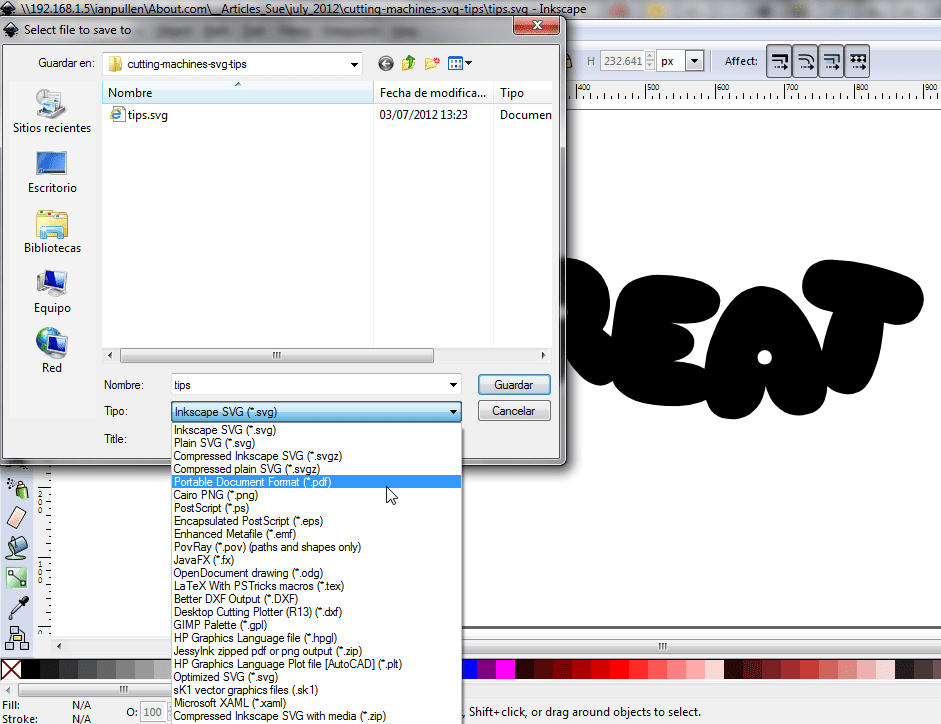 Ukládání různých typů souborů do souboru InkscapeFile