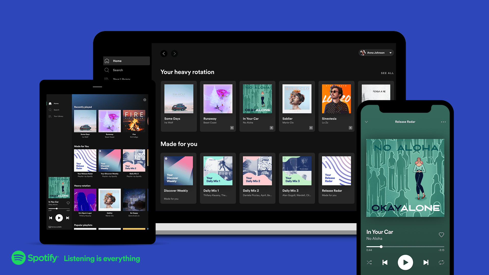 Spotify na tabletu, smartphonu a počítači
