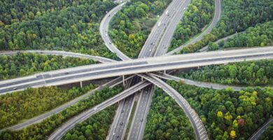 aerial view of intersecting highways near trees london england 543197977 593c66533df78c537b484296