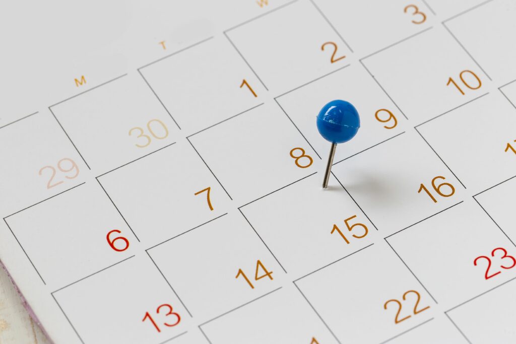 close up of thumbtack on calendar date 1025608722 5c44aa6ec9e77c0001b7ca56