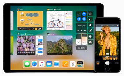 Tiskový obrázek iOS 11 s iPadem a iPhone