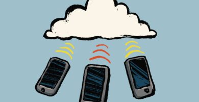 illustration of smart phones and cloud against blue background 594832411 5af5f86f6bf0690036a7969e