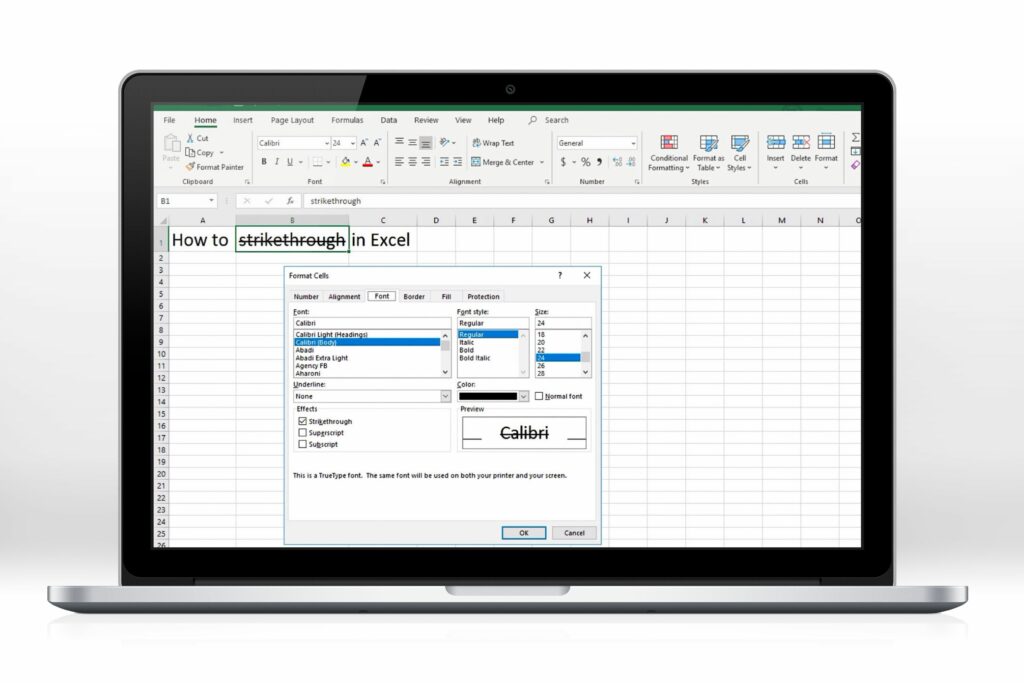 strikethrough in excel e8c6e825243648f8bb836783acffc2b9