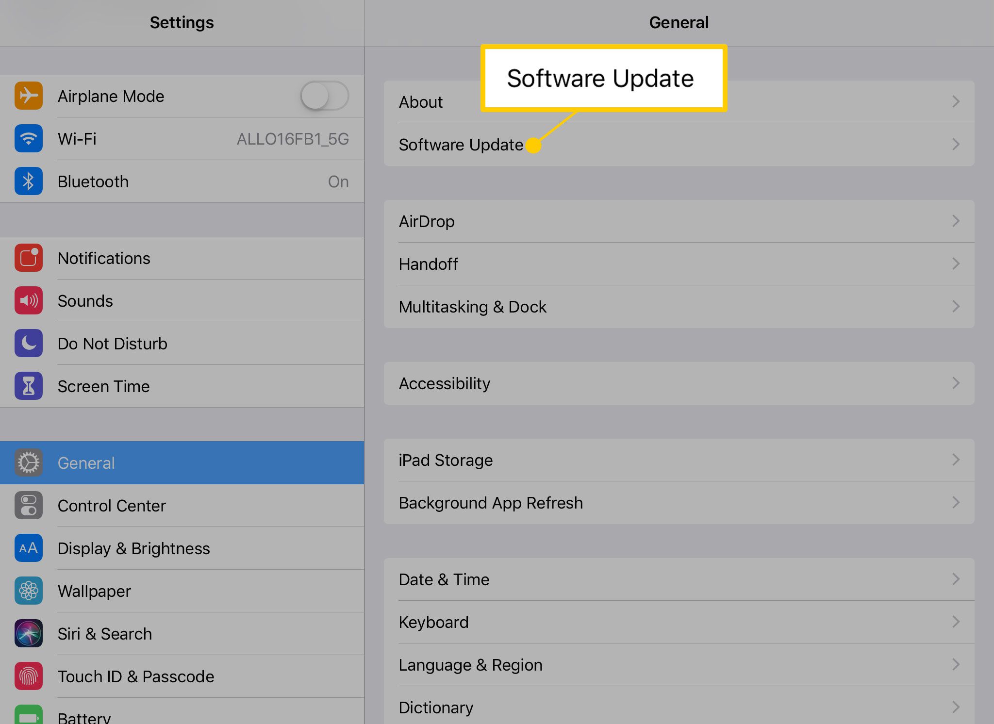 Aktualizace softwaru na iPadu