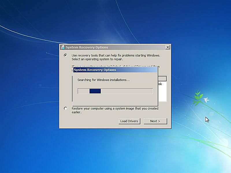 Snímek obrazovky opravy spuštění systému Windows 7