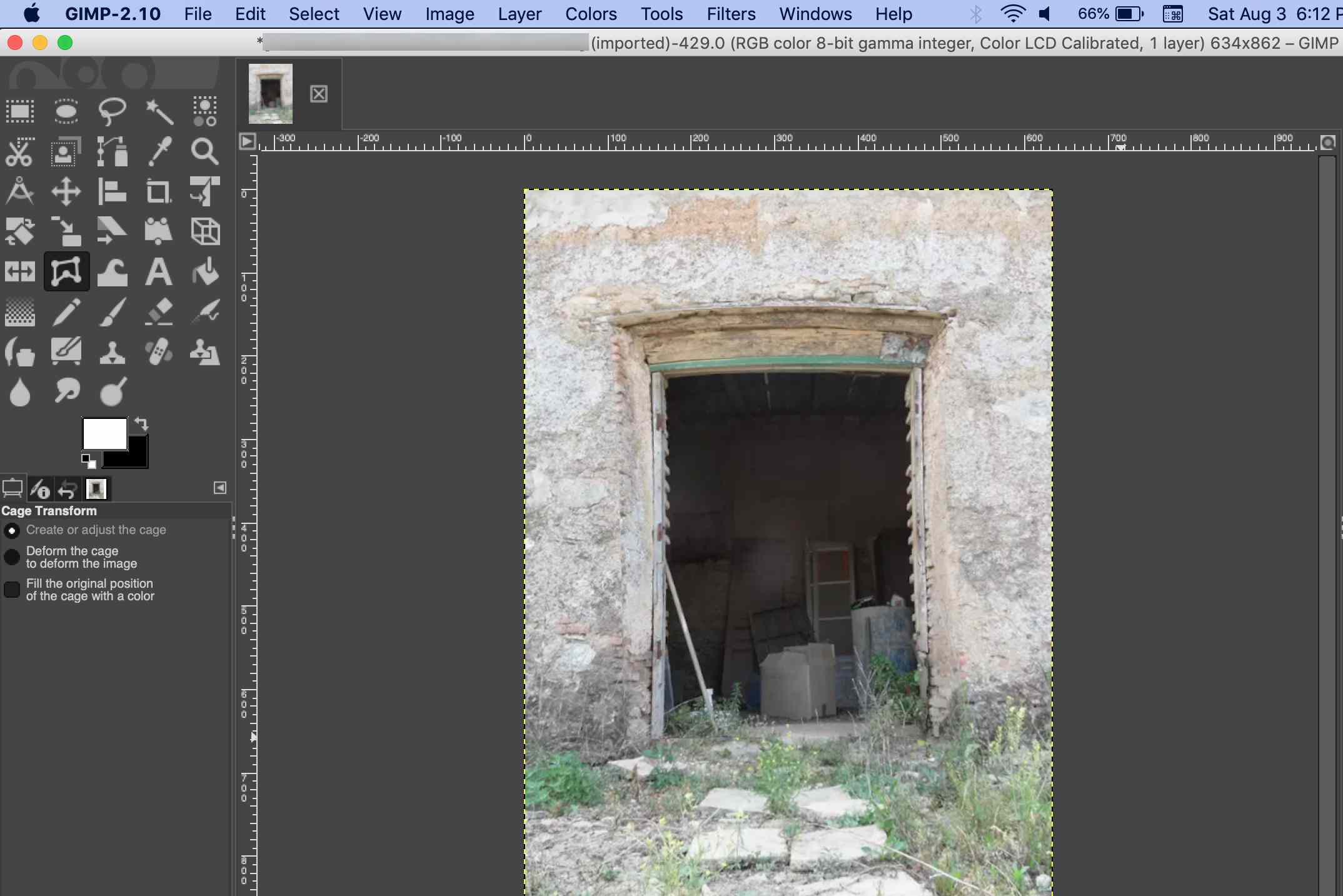 Obrázek transformovaný v kleci v GIMPu