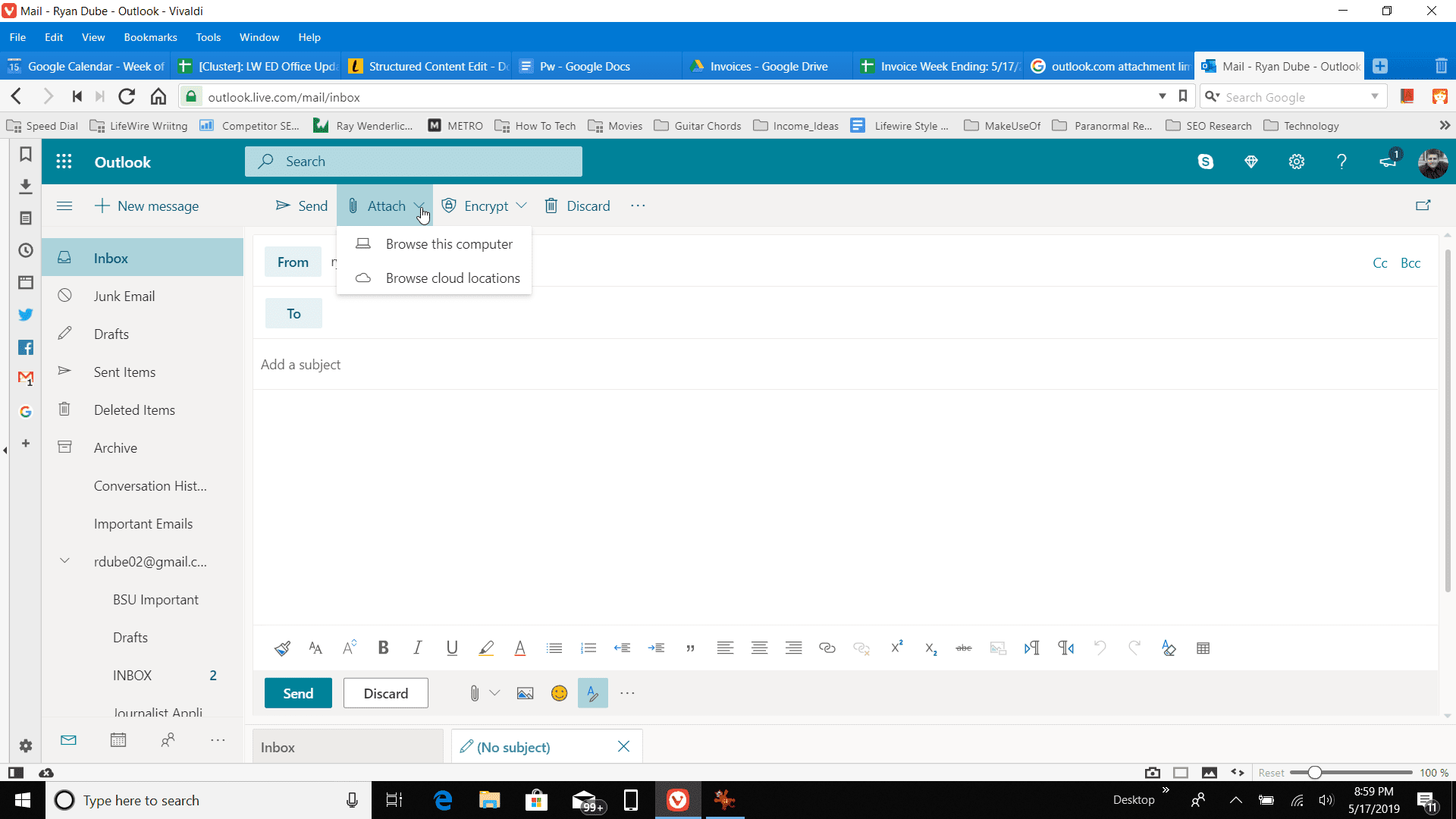 připojení souboru v aplikaci Outlook