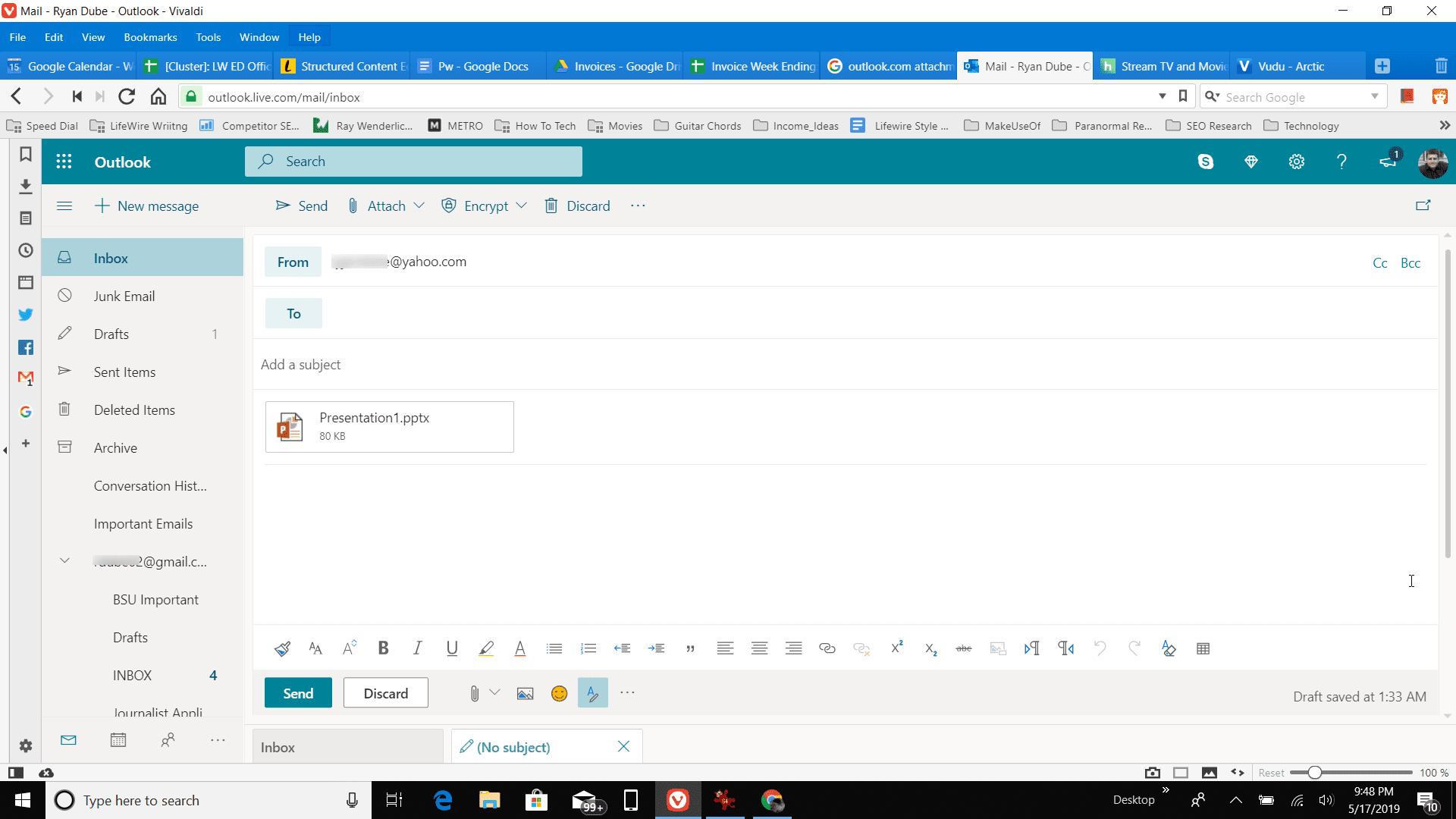 soubor připojený k online e -mailu aplikace Outlook
