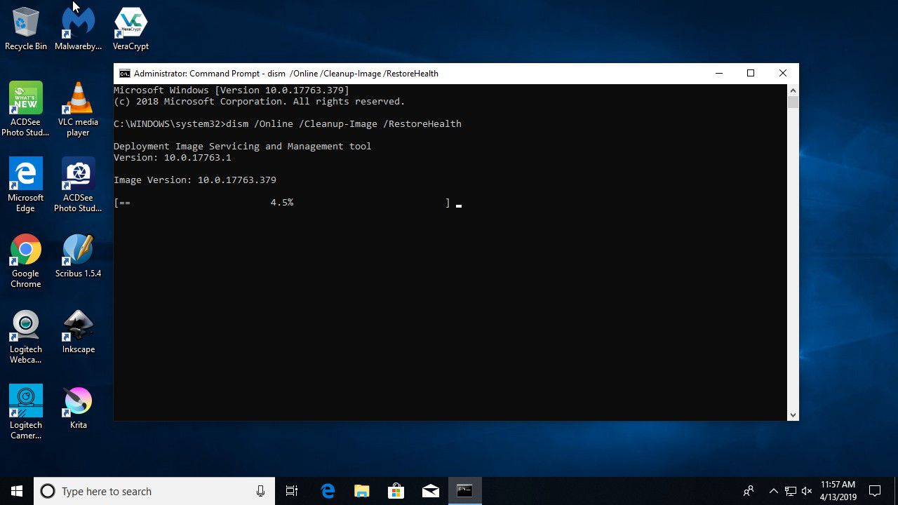 Spuštění opravy Dism v systému Windows 10