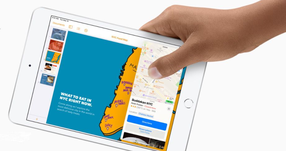iPad Air s rukou držící v porovnání s rukou ukazuje malé rozměry.