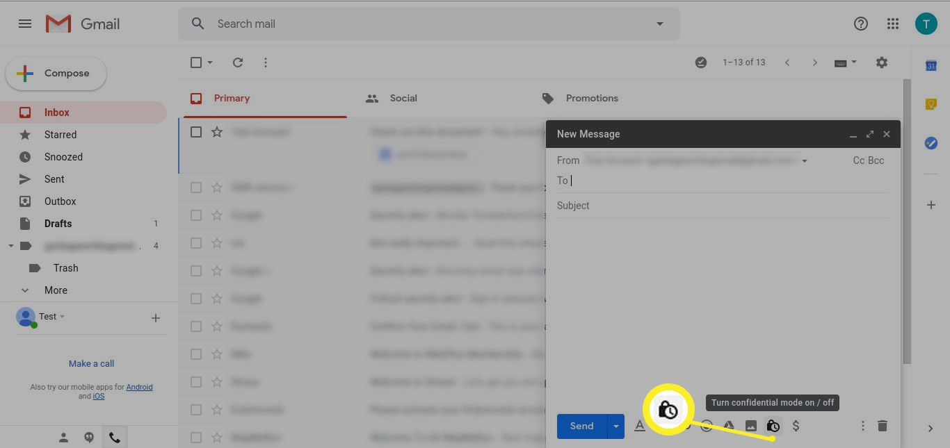 Ikona důvěrného režimu Gmailu