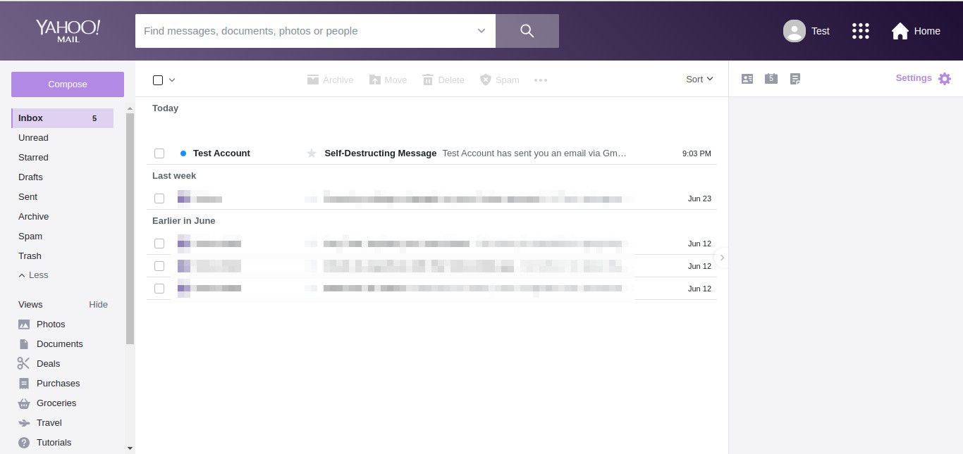 Důvěrná zpráva z Gmailu v doručené poště Yahoo
