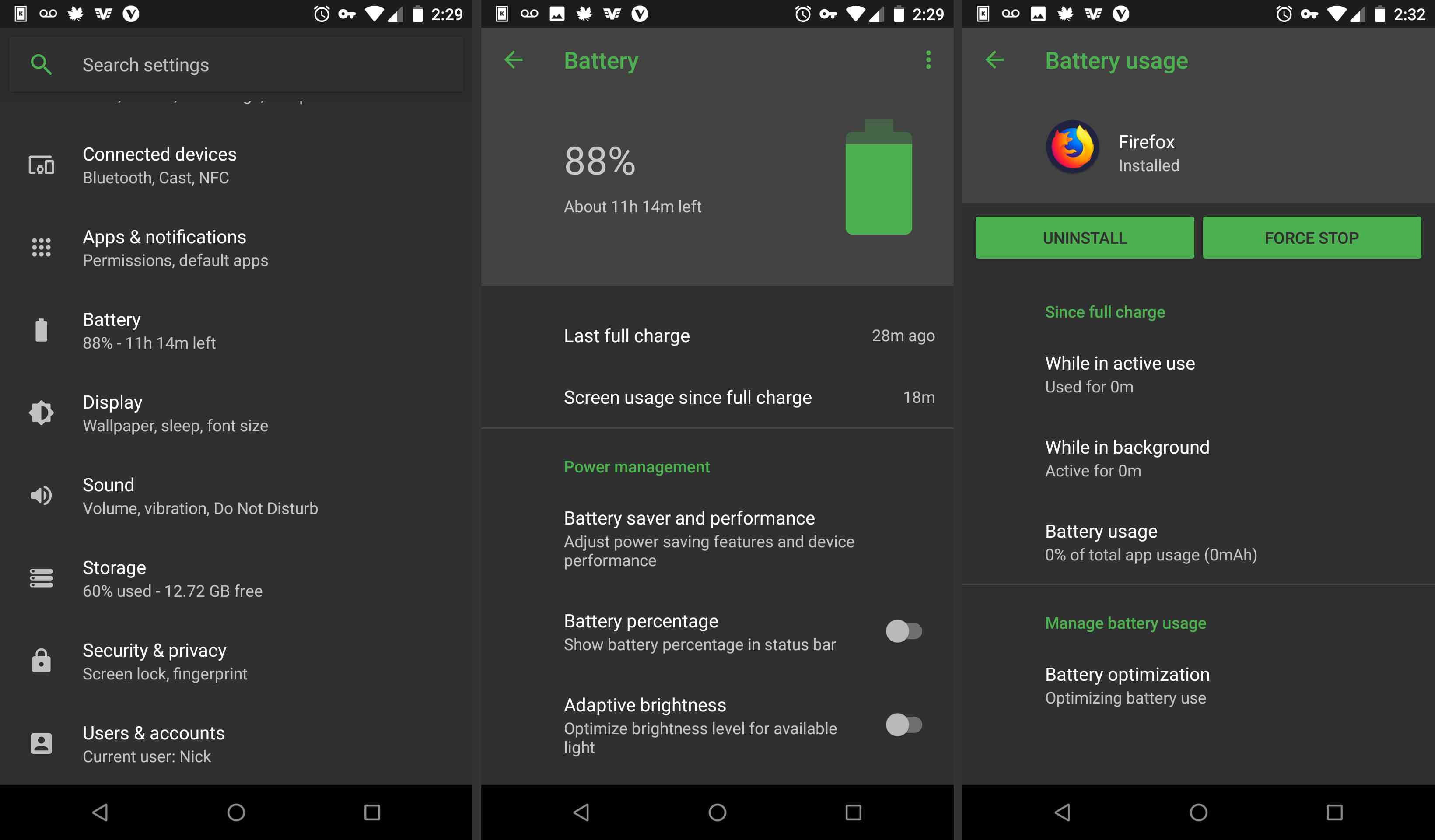 Nastavení baterie Android