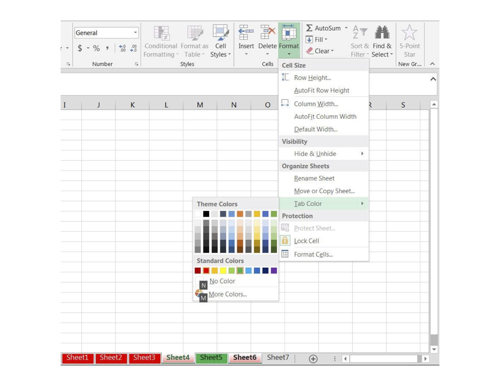 Snímek obrazovky aplikace Excel o tom, jak změnit barvy karet