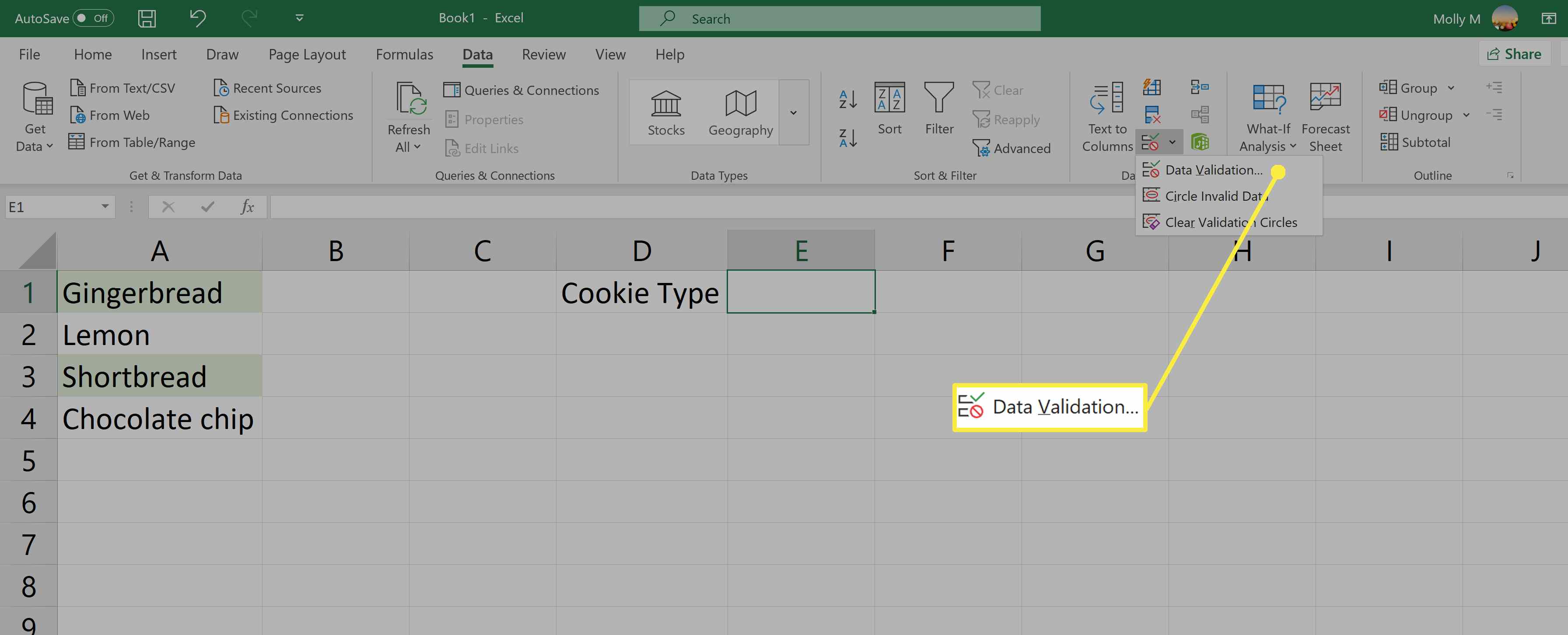 Vytvoření rozevíracího seznamu v aplikaci Excel