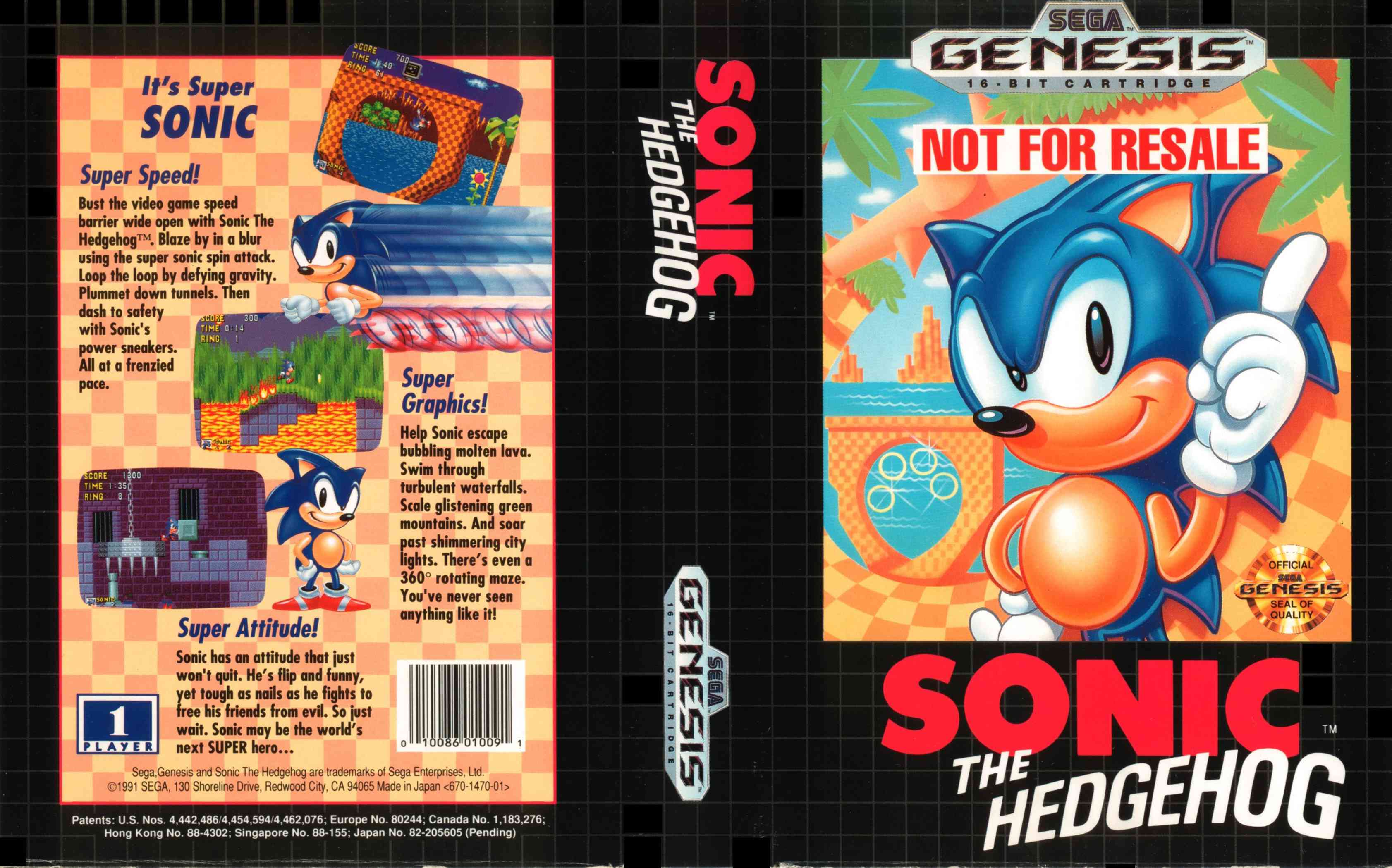 Obal Sonic the Hedgehog na Sega Genesis.