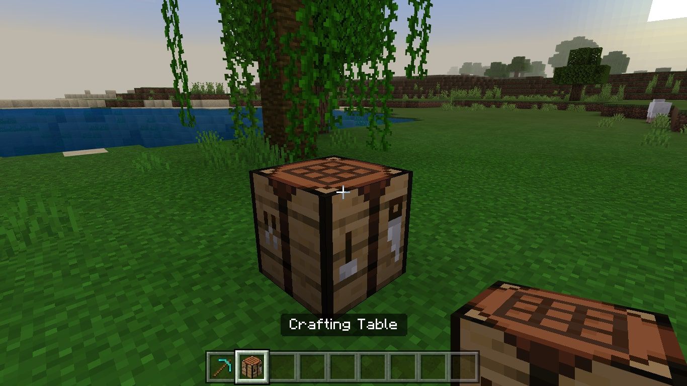 Crafting stůl na zemi v Minecraftu