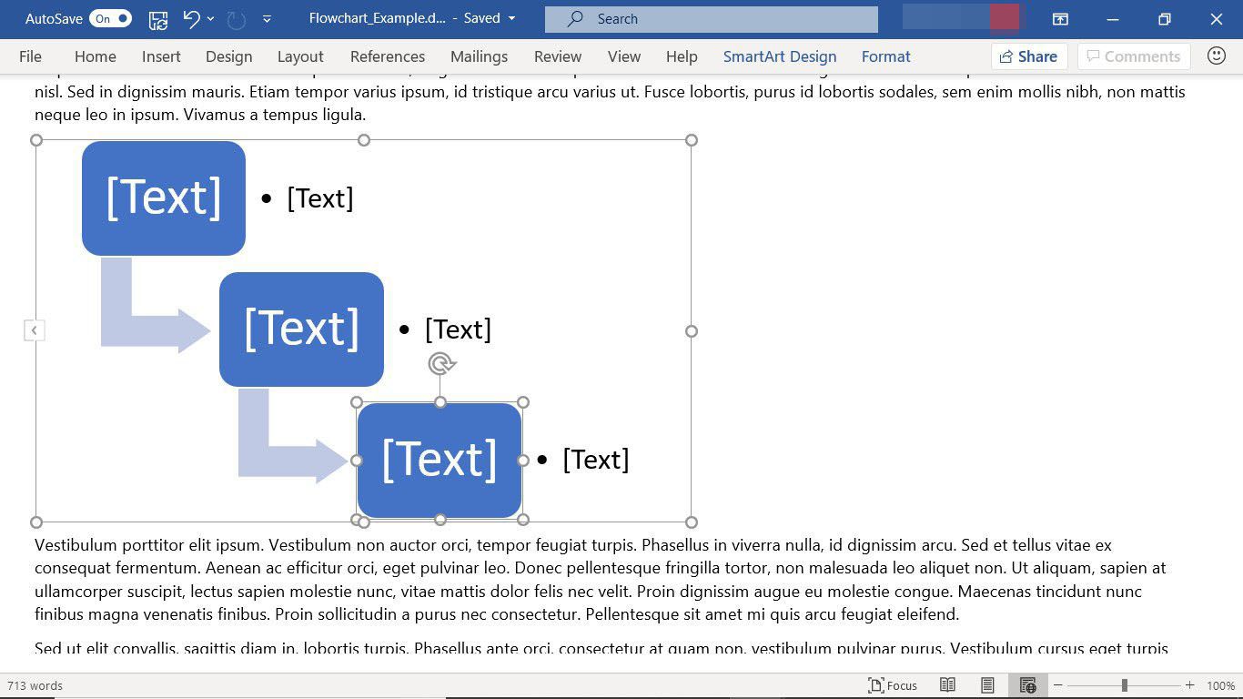 Vývojový diagram SmartArt v aplikaci Microsoft Word