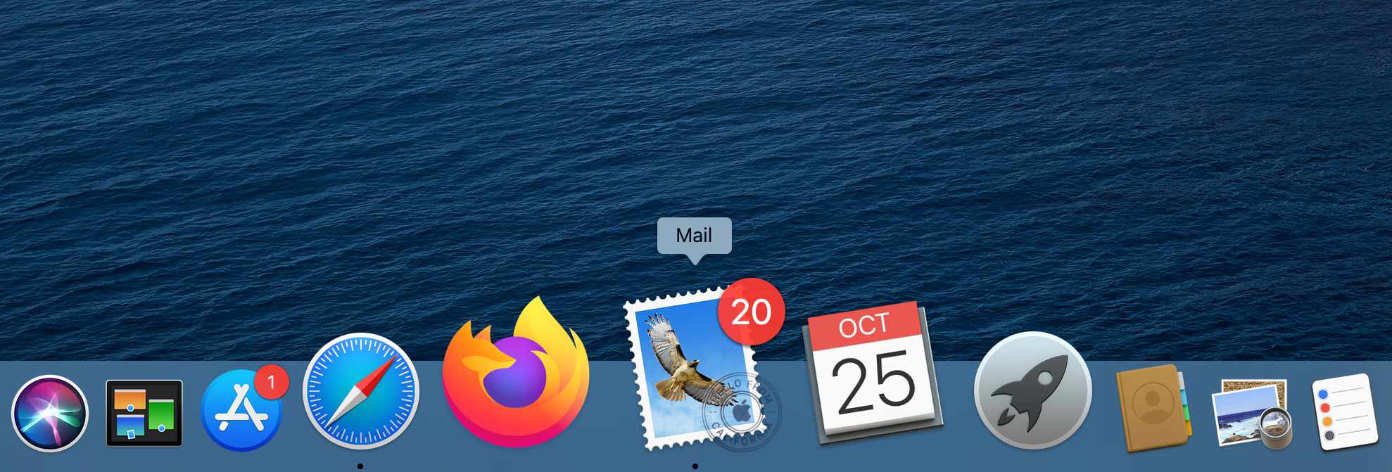Ikona Pošta v doku Mac