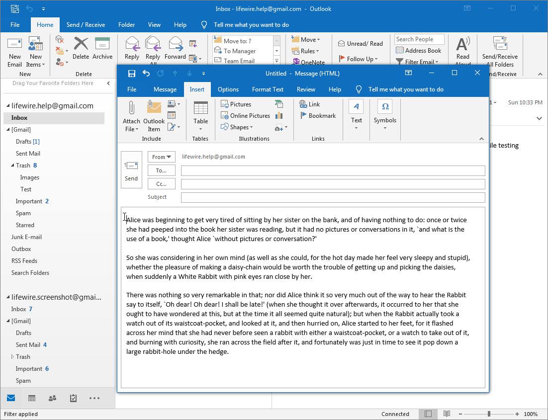 Vložit nabídku do zprávy v aplikaci Outlook 2016
