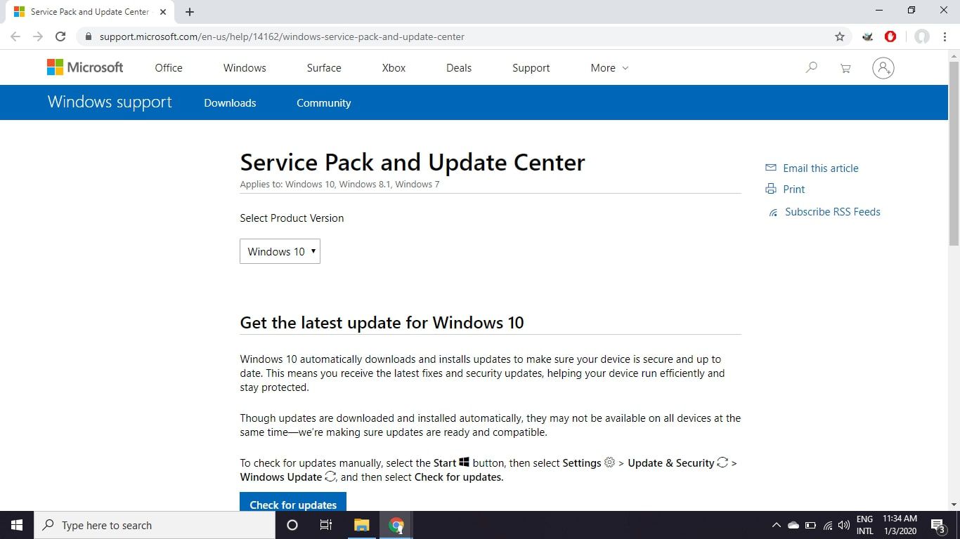 Navštivte stránku Windows Update Pack Center Center a stáhněte si nejnovější aktualizace pro váš OS.