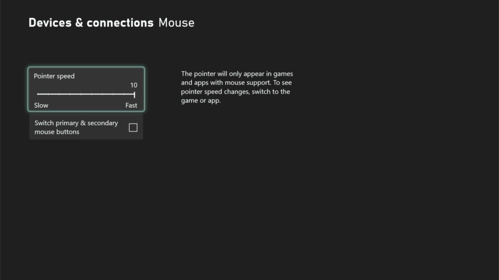 Nastavení myši na Xboxu One
