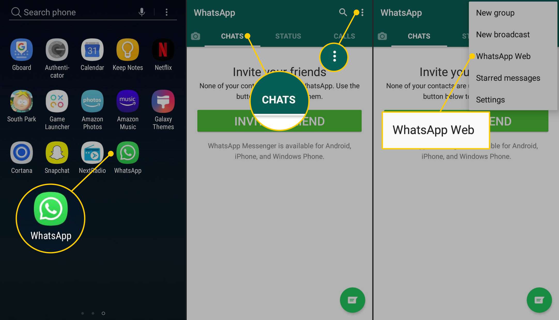 Web WhatsApp v aplikaci WhatsApp na telefonu Android