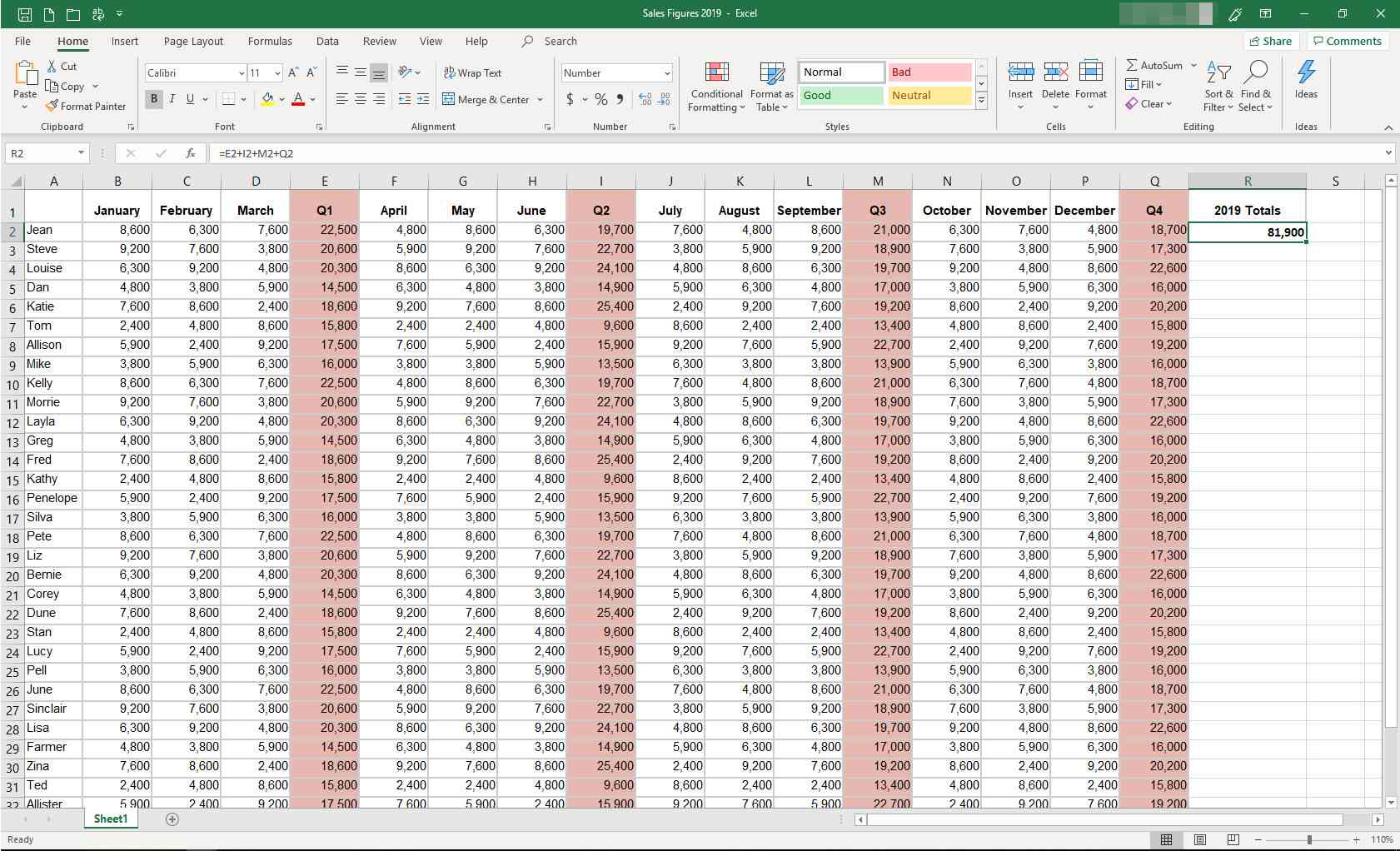 MS Excel se zobrazeným novým vzorcem