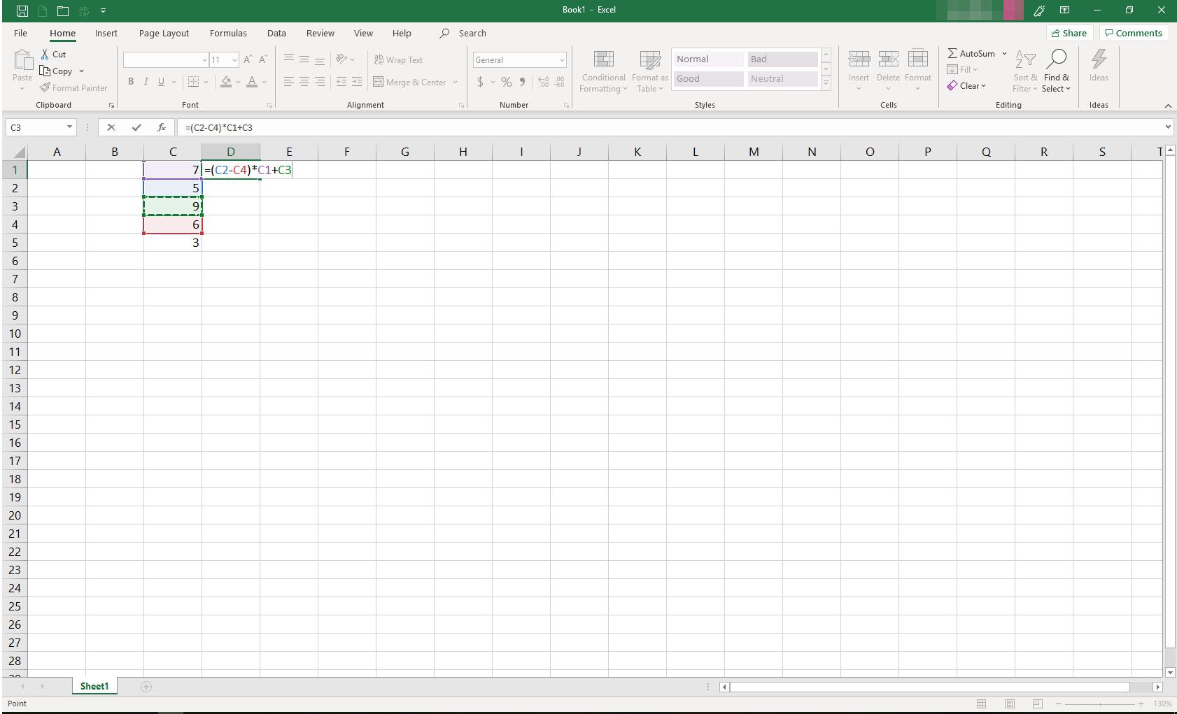 MS Excel s probíhajícím vzorcem