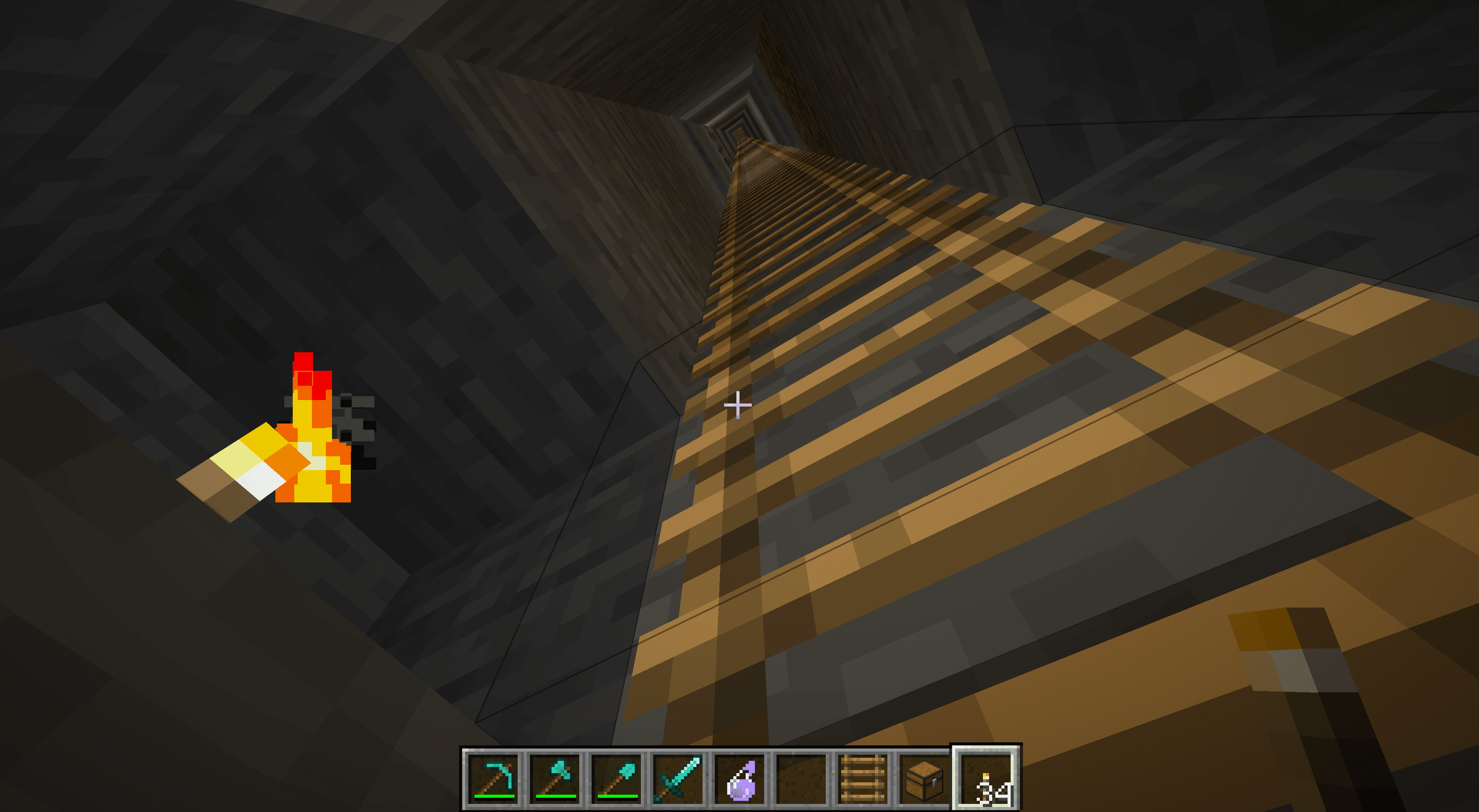 Důlní šachta v Minecraftu.