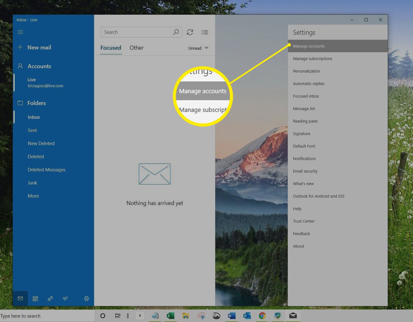 Spravujte účty v nastavení Windows Mail