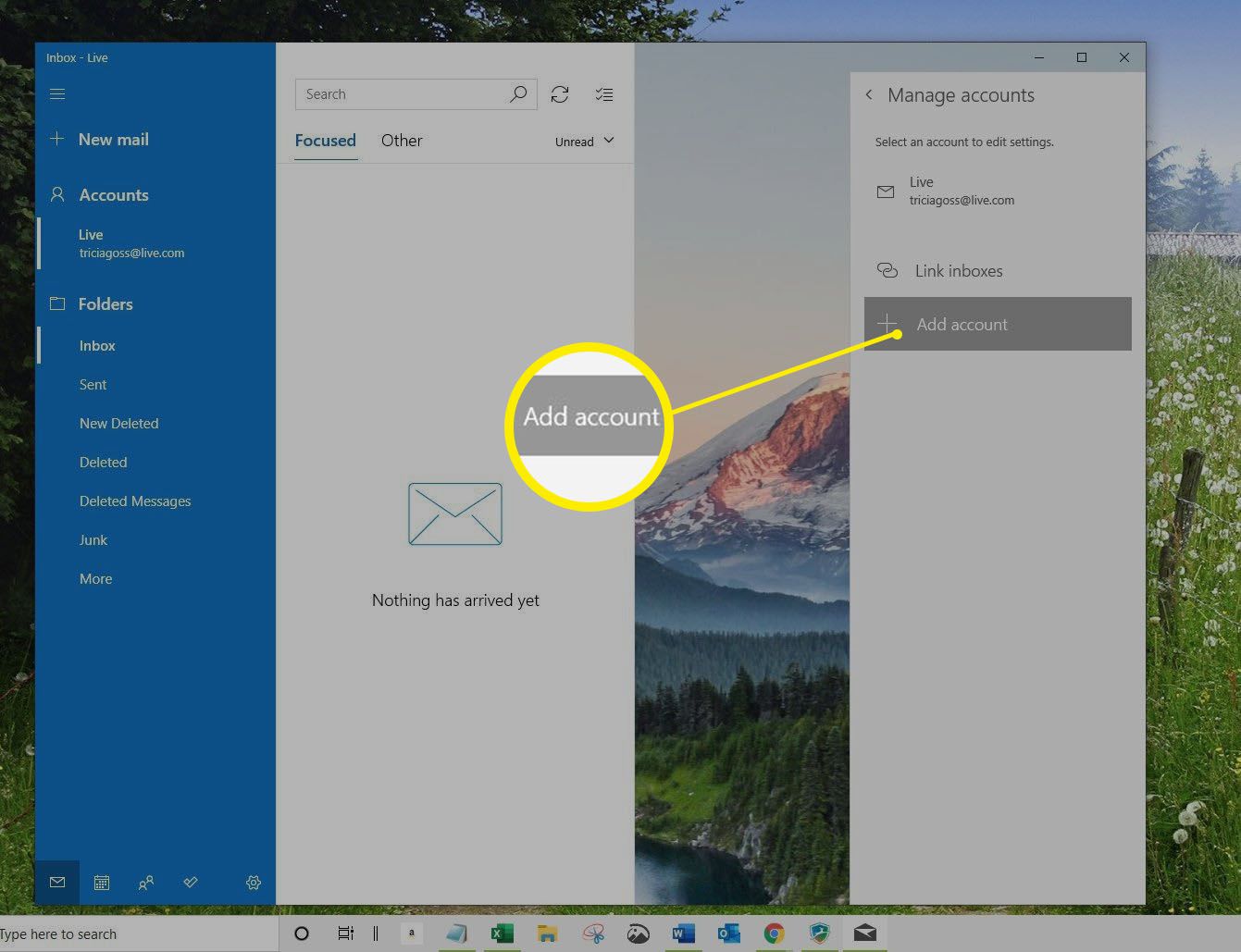 Přidat výběr účtu do Windows Mail Spravovat účty