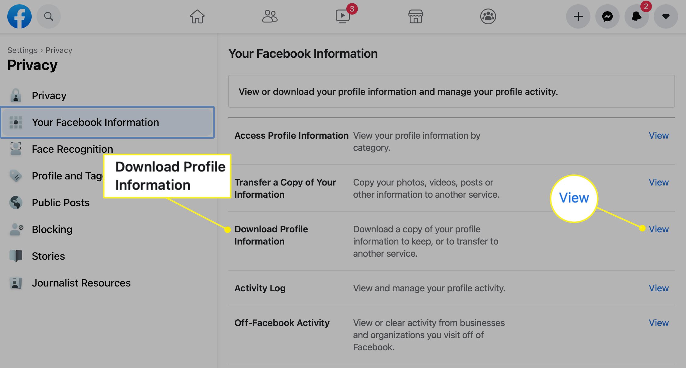 Stáhnout možnost Informace o profilu na Facebook