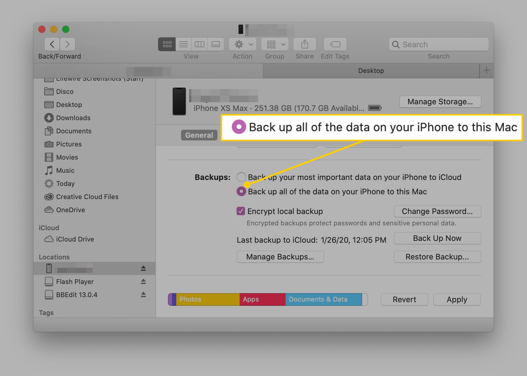 Zálohujte všechna data z iPhonu na tento Mac