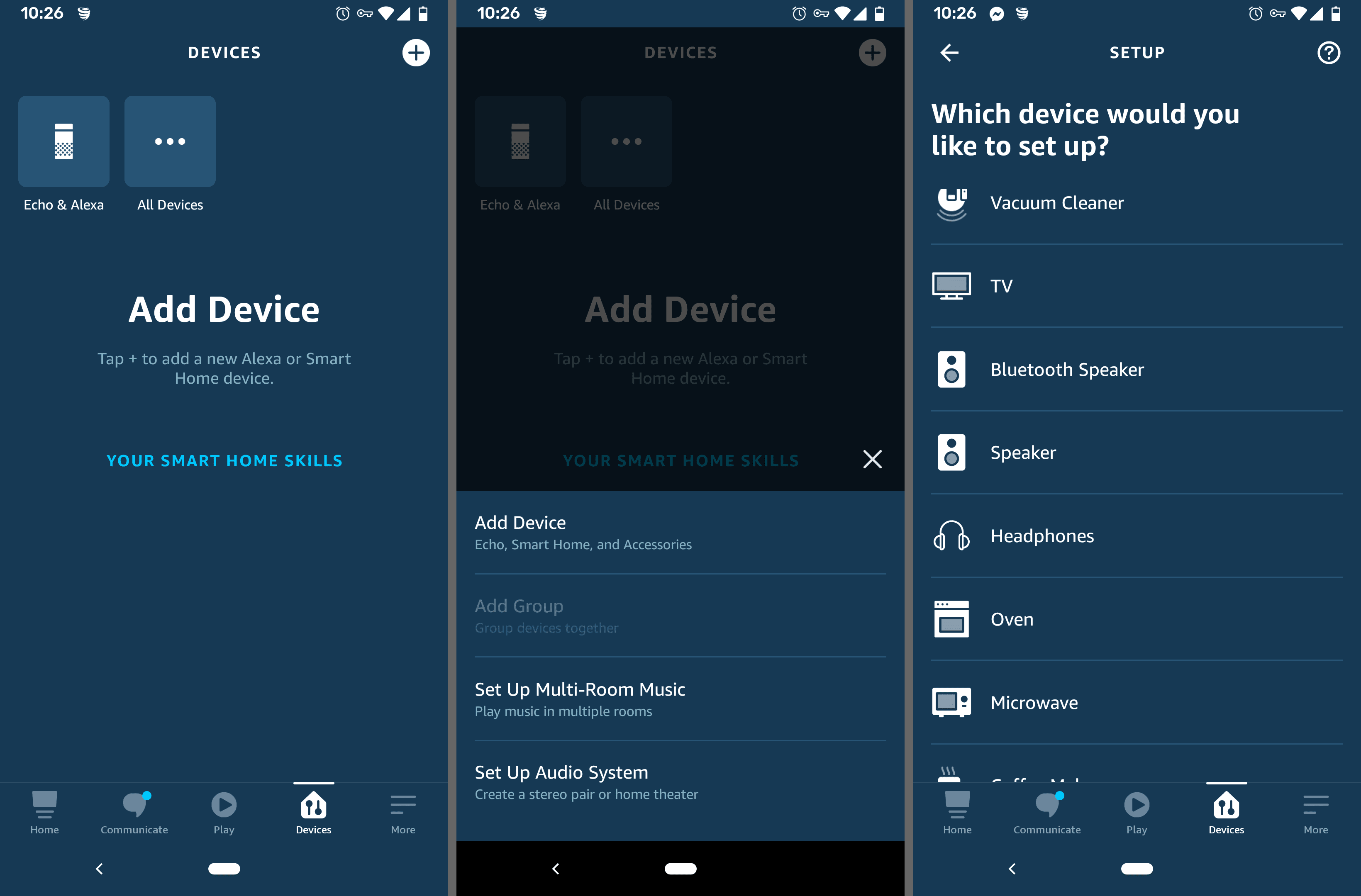 Snímky obrazovky aplikace Alexa pro Android přidávají obrazovky zařízení