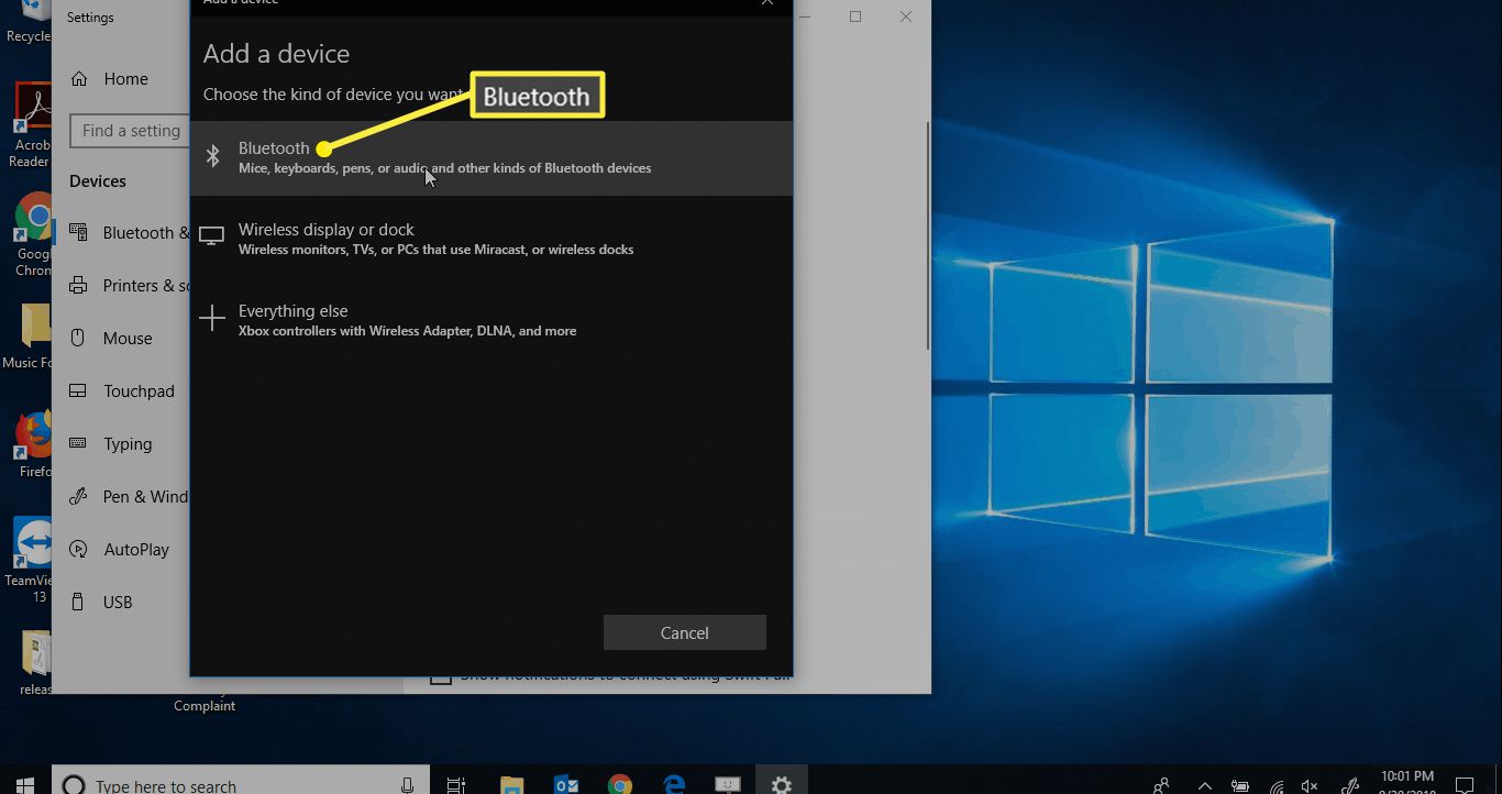 Přidejte možnosti zařízení v systému Windows 10