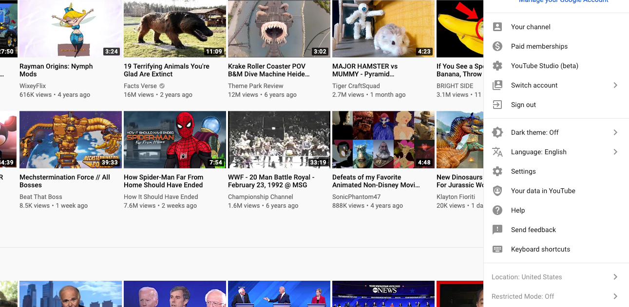 Uživatelské rozhraní YouTube.