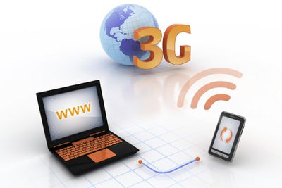 3G se zeměkoule, notebookem a telefonem
