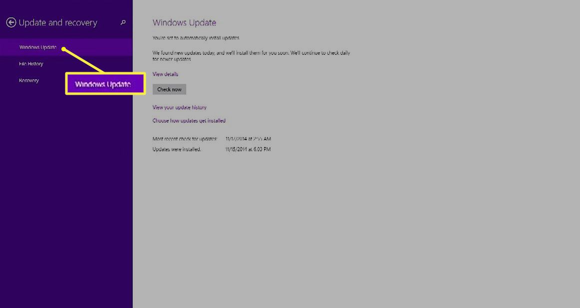 Windows Update v nabídce