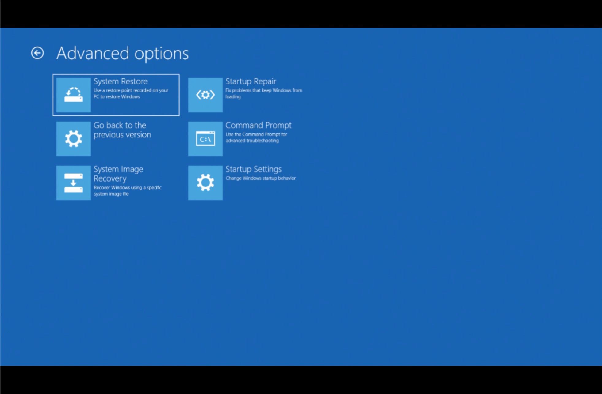 Možnost Obnovení systému pro Windows 10 PC
