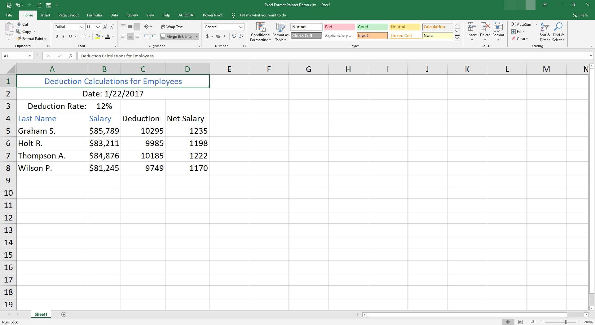 Data vložená do Excelu.