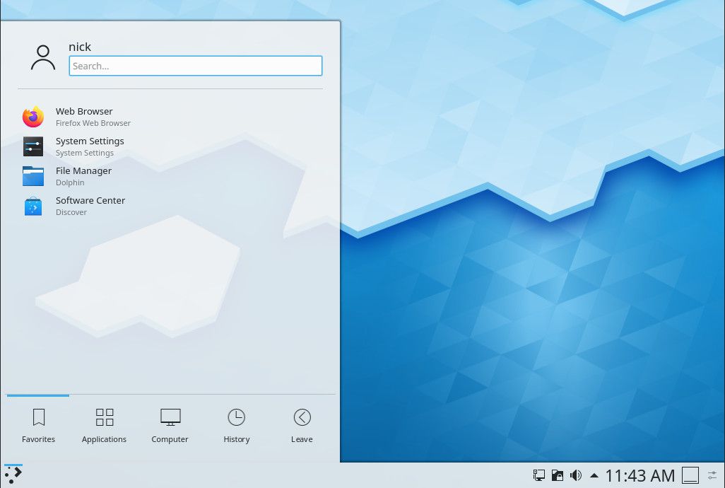 Nabídka plazmatu KDE