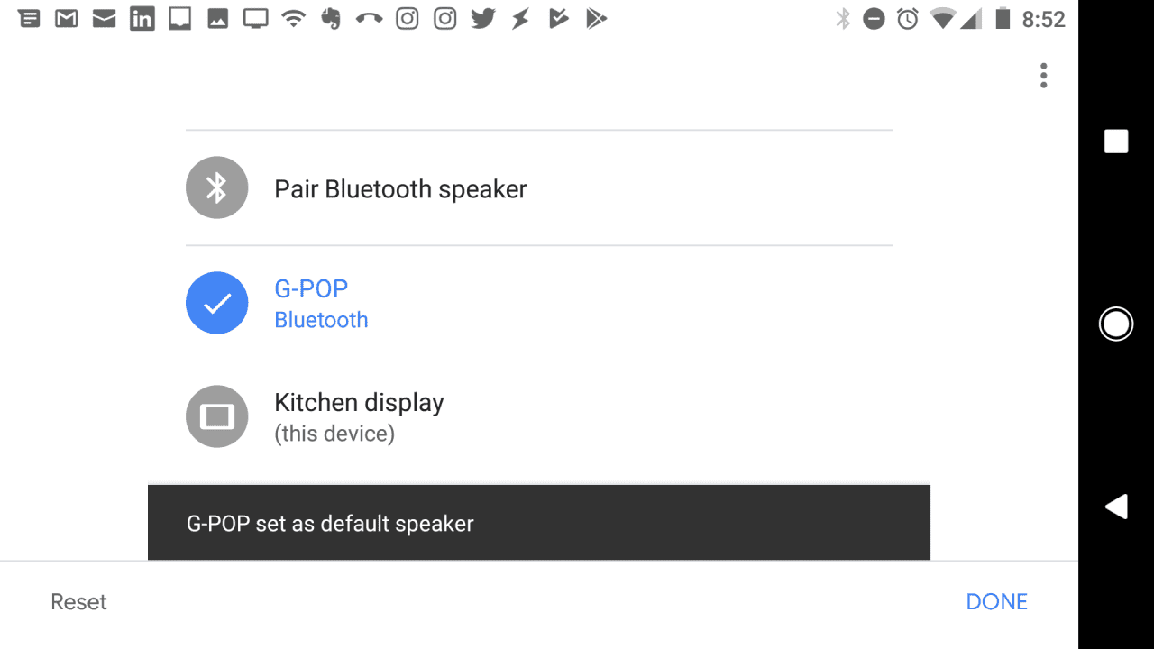Reproduktor Bluetooth nastaven jako výchozí v aplikaci Google Home